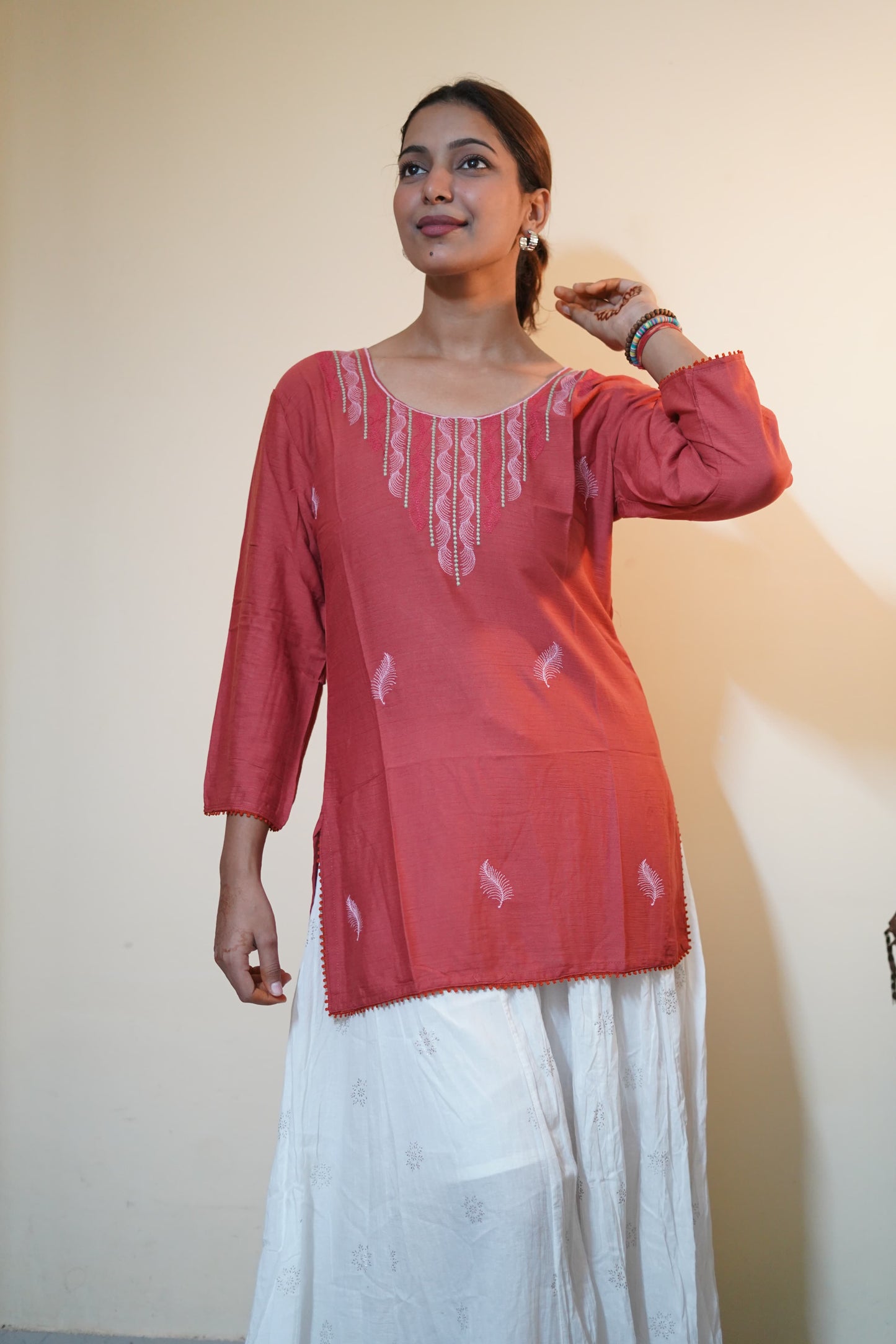 Rust Pink Rayon Tunic