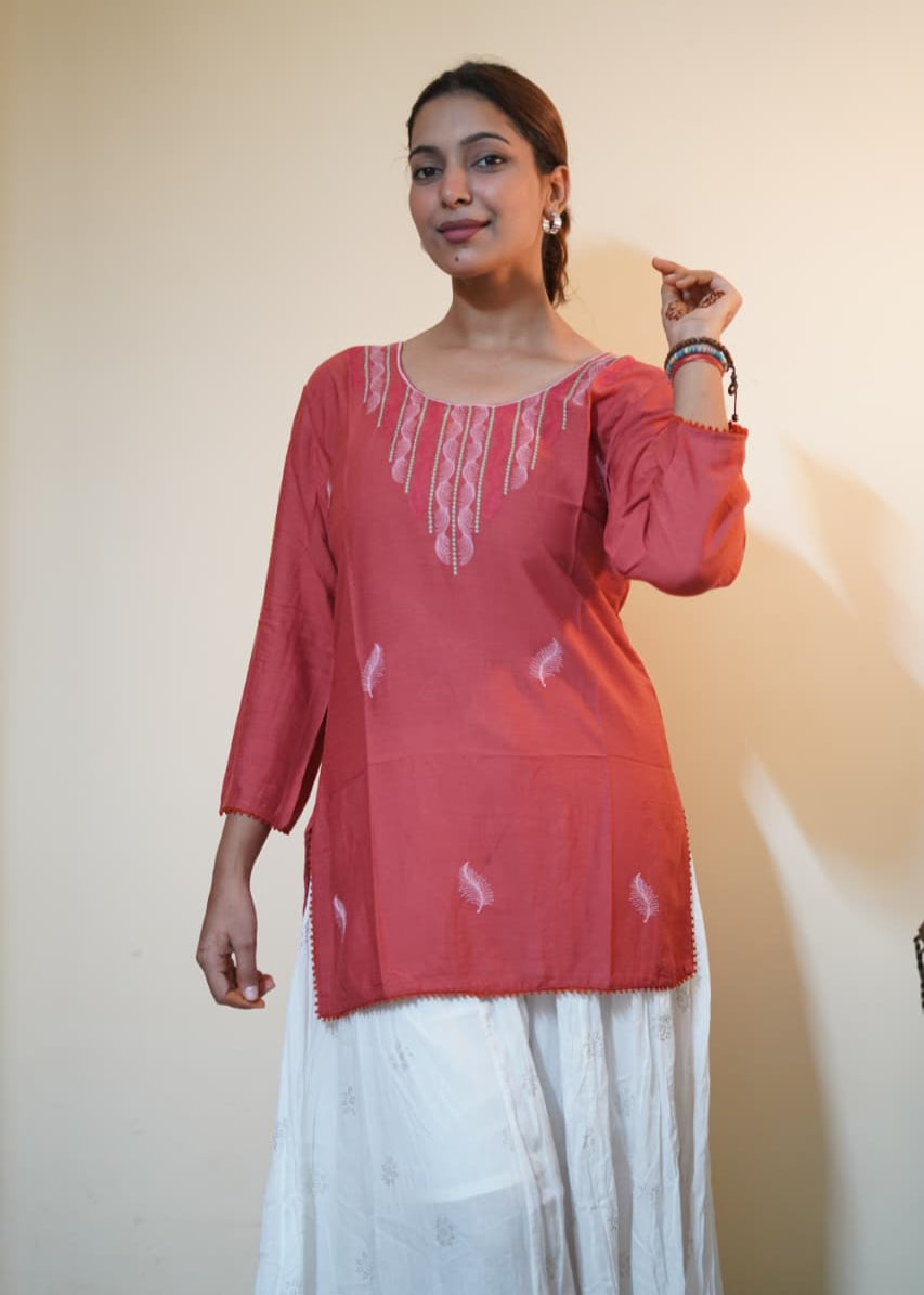 Rust Pink Rayon Tunic